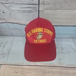 Vtg US Marine Corps New Unused Red Leather Strapback Hat Military Forces Marines